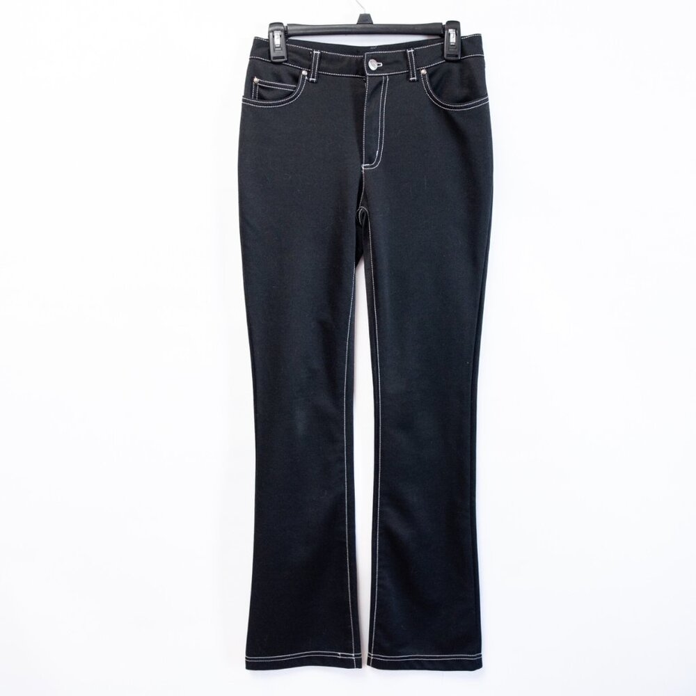 Vintage 90s Y2K Black Space Girlz Flare Boot Cut Pants Women's Sz 7 Emo Goth